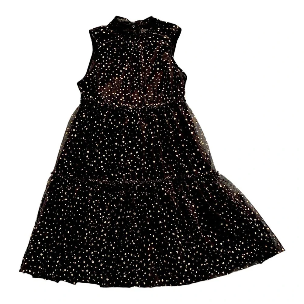 POP SUGAR-BLACK DRESS GOLD STARS-SIZE LARGE